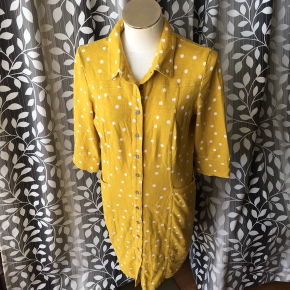 Boden Dresses & Skirts - Boden button front Shirt dress polka dot pockets